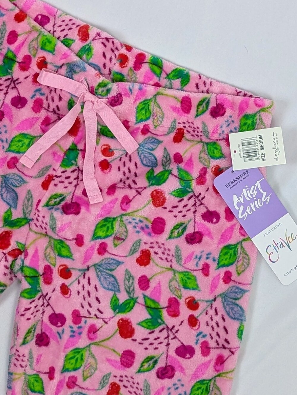 Berkshire Daydream Etta Vee Fleece Lounge Pant Cherries Print Vibrant Pink M NWT - Picture 5 of 9